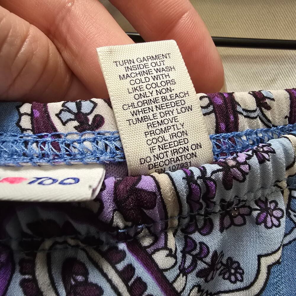 Y2K Limited Too blue purple paisley mini skirt sequin asymmetrical hem size 16.5 - Picture 10 of 13